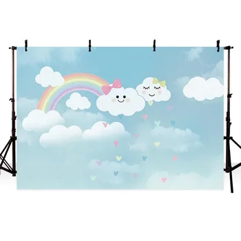 

Photography backdrops rainbow Clouds stars lovely backgrounds for children newborn baby show Photo Studio Backdrop Background