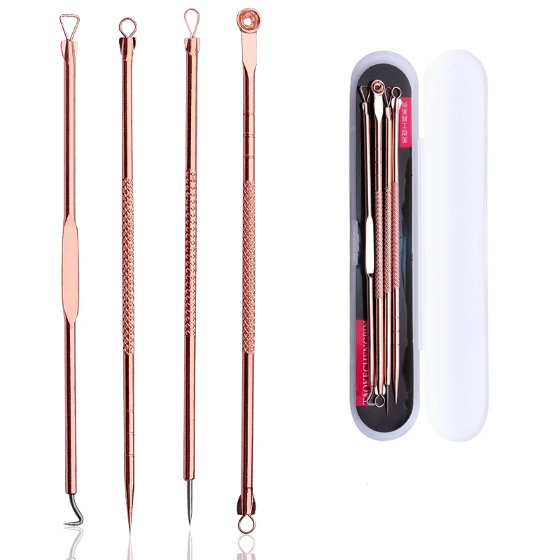 

4PCS/SET Acne Remover Kit Face Skin Care Tool Kit Pimple Extractor Tool Blemish Comedone Remover