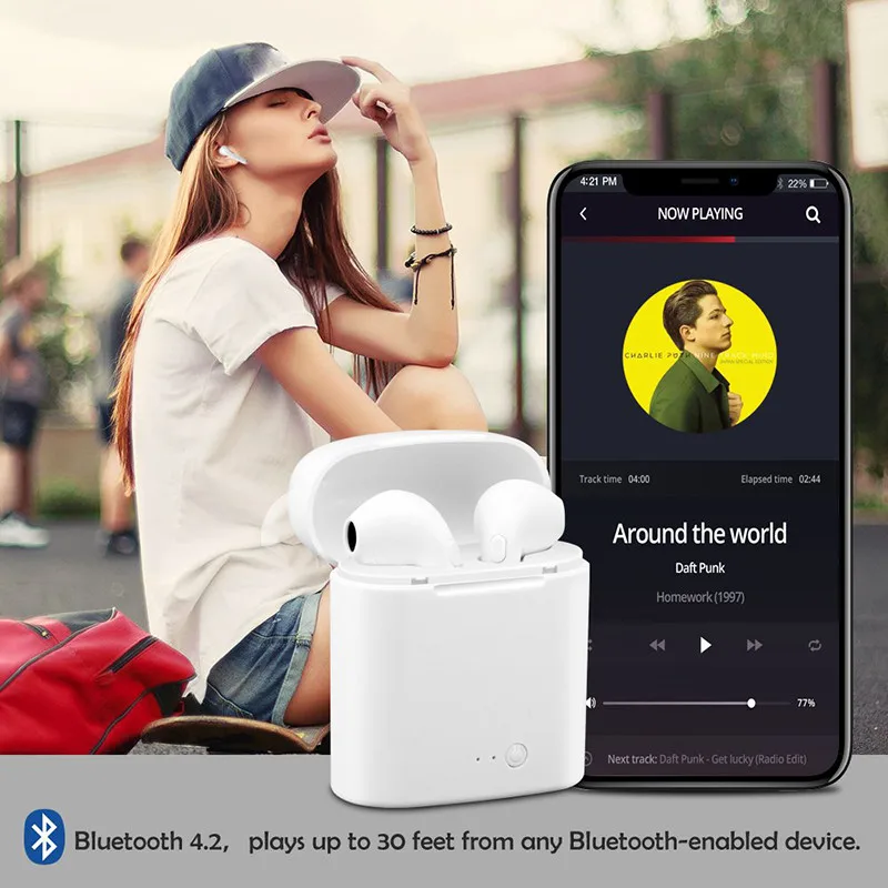 I7s TWS Мини Bluetooth Беспроводные наушники с зарядным устройством спортивные