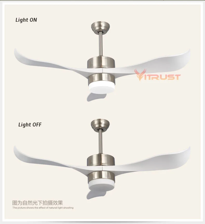 52 дюймов Творческий потолочный вентилятор-светильник село потолочные вентиляторы светодиодный светильник для Обеденная минималистский потолочный вентилятор Lmap дистанционного Управление - Цвет лезвия: Белый