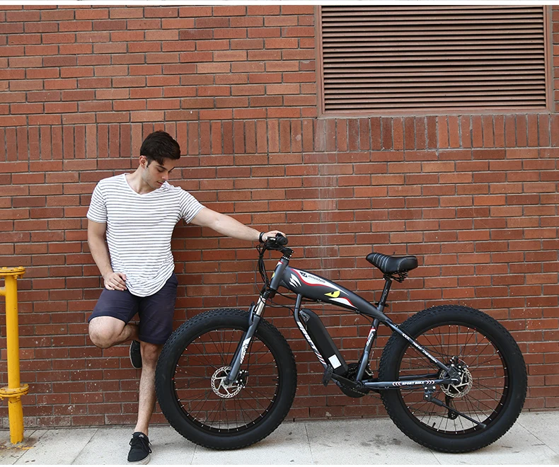Discount custom 26inch electric snow Beach bicycle  48V 1000w-1500w powerful motor Fat tires off-road electric mountain ebike 16