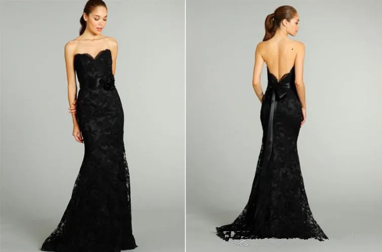 

Hot Selling Sweetheart Flower Belt Black Lace Long Mermaid Party Gown Custom Made Size 4 6 8 10 12 14 16 18+ E74