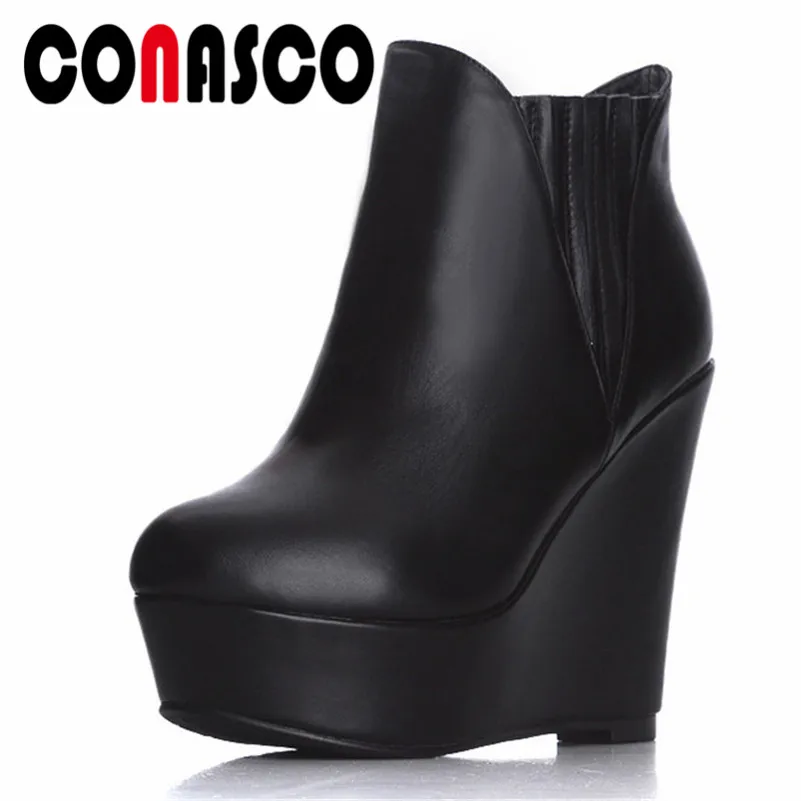 Gli Rotonda Del Incunea Inverno Punta Leather Ballo Piattaforme Delle Di Mucca Donne Alto Cow Base Conasco Donna Partito Tacco Scarpe Alti Autunno Pelle In blu Pompe Da jzVUMqLSGp