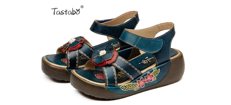 Сандалии-гладиаторы из натуральной кожи; модные летние туфли на низкой танкетке с цветочным принтом; дамские сандалии на платформе; женская обувь на плоской подошве