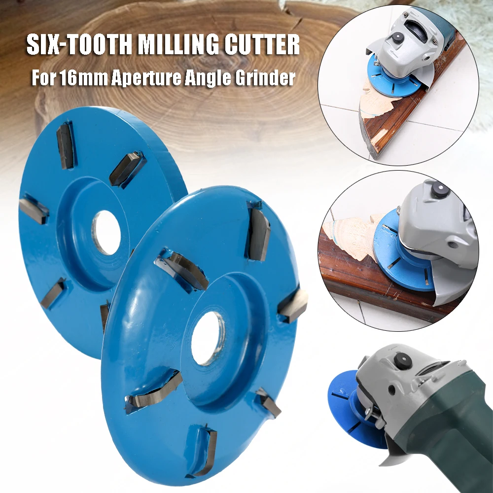 Meterk Six Teeth Power Wood Carving Disc Tool Milling Cutter for 16mm Aperture Angle Grinder Power Tool Accessories