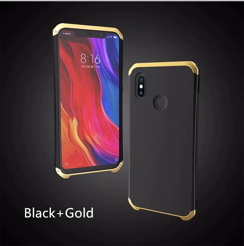 R-JUST Роскошные Доспехи чехол для Xiaomi mi6 MI8 SE Mix2 Mix2s Mi5s плюс Redmi Note 5 Pro Metal Алюминий+ сверхмощный защиты Чехол - Цвет: black gold