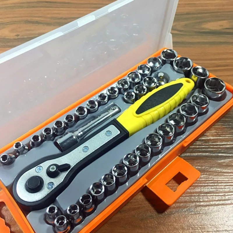 40Pcsauto Repair Tool Sleeve Set Ratchet Wrench Set Hardware Tool Set
