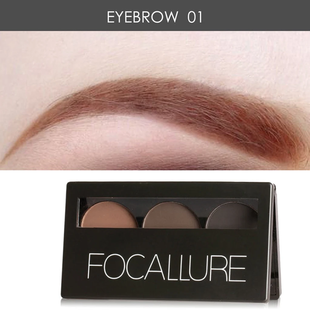 

3 Colors Eyebrow Powder Eye Brow Palette Cosmetic Shading Kit With Wax Brush