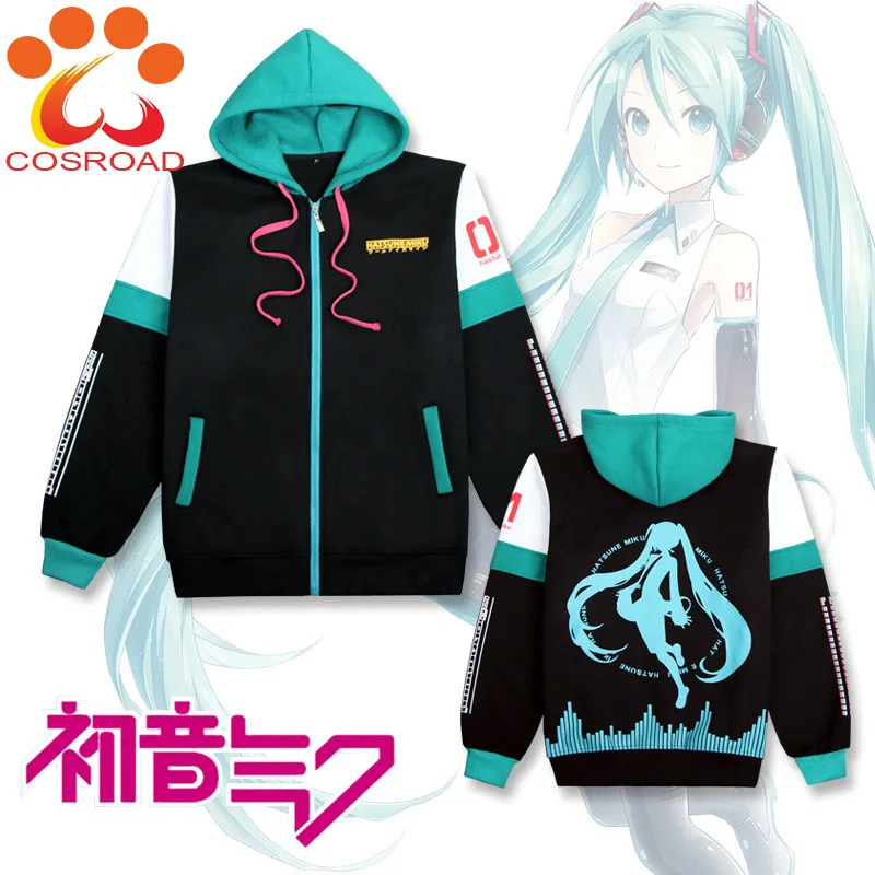 

Cosroad Anime Hatsune Miku Jacket Coats Cosplay Costume Zip hooded jacket Women Halloween Casual Sweatshirt Outwear