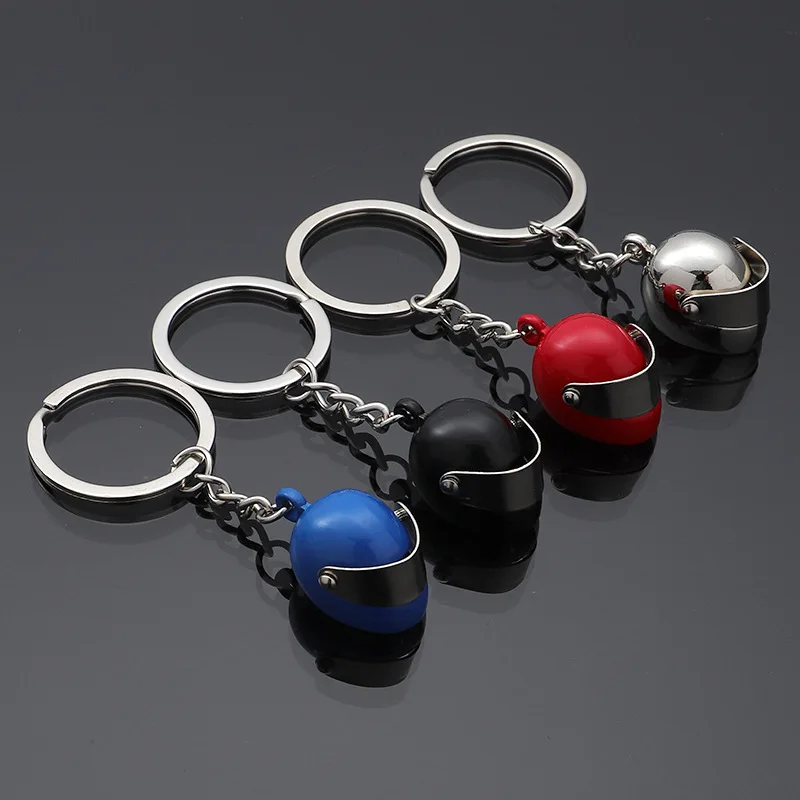 

Personality Motorcycle Keyring Helmet Hard Hat Model Metal Auto Keychain Car Key Ring Key Chain Car Styling Keyfob Pendant Gift