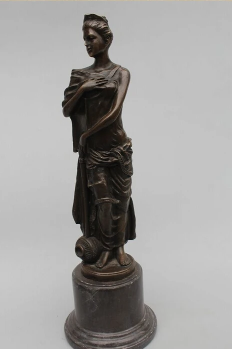 

Details about 13"Western Art sculpture Bronze Marble Stand Belle Girl Women sculpture Statue R0715