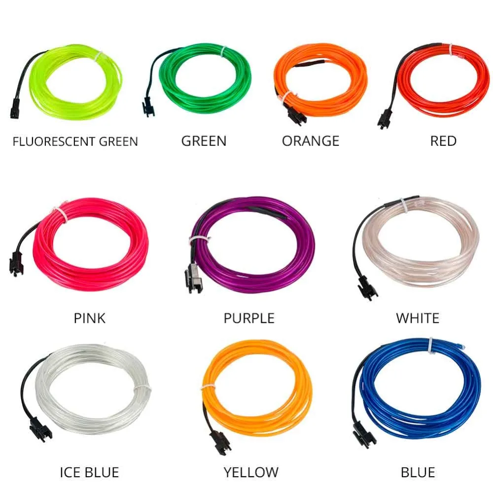 Details about   Neon LED Light Glow EL Wire String Strip Rope Tube Decor Party&USB Controller 