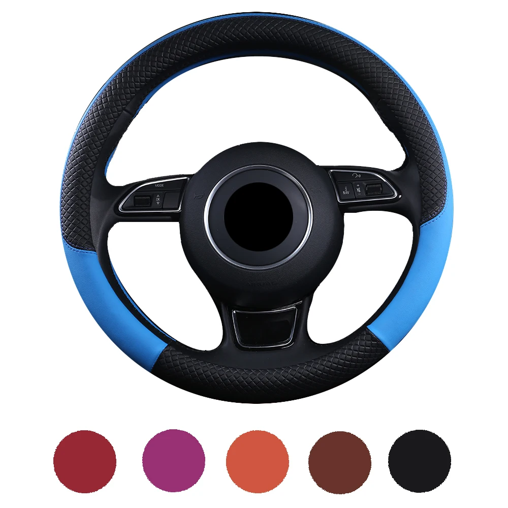 38CM Steering wheel Cover Skin Feel Micro Fiber Leather Steering Wheel