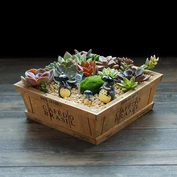 

1pc Zakka Natural Wooden Garden Planter Flower Pots Succulent Plants Flowerpot Desktop Storage Box (205x205x75mm)