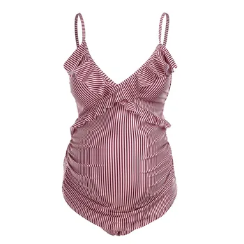 

Women Swimwear Maternity Tankinis Women Stripe Print Bikinis Swimsuit Beachwear Pregnant Suit