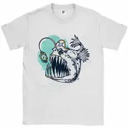 Острый зуб пиратский капитан Монстр Пиранья рыба Мужская футболка Удобная футболка повседневная с коротким рукавом принт футболки