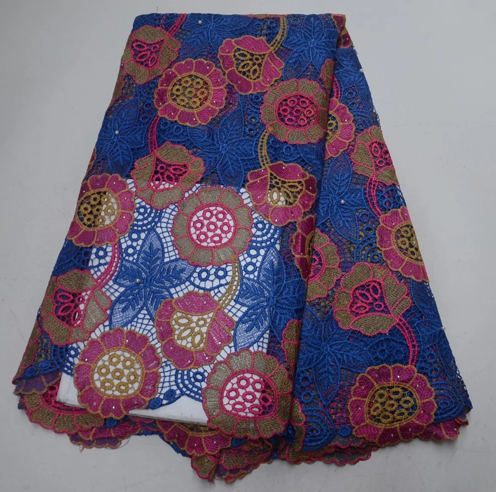 

New Nigerian wedding dress, two-color water-soluble lace, quality African embroidery lace fabric