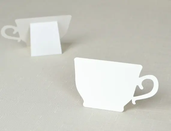 Tea Cup shaped Place cards Wedding bridal baby shower  Party seating  table number name Tented Escort Card