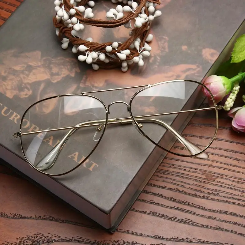 

2018 Women Men Clear Lens Glasses Metal Plain Glass Metal Spectacle Spectacles Frame UV400 Classic Glasses Plain Glass
