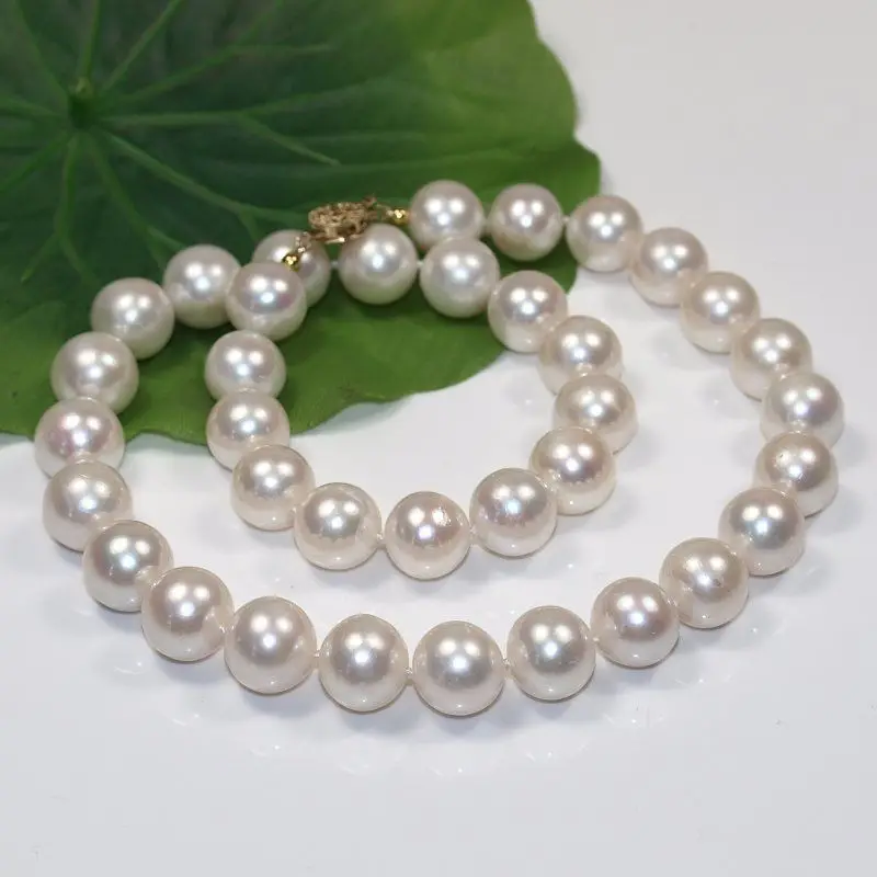 

FREE shipping beautiful gift AAA 11-12mm white fresh warer cultured round pearl necklace 6.07