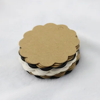 

100pcs Jewelry Display Card Kraft paper lace round label blank paper card word mood handmade soap tac size 5.8*5.8cm