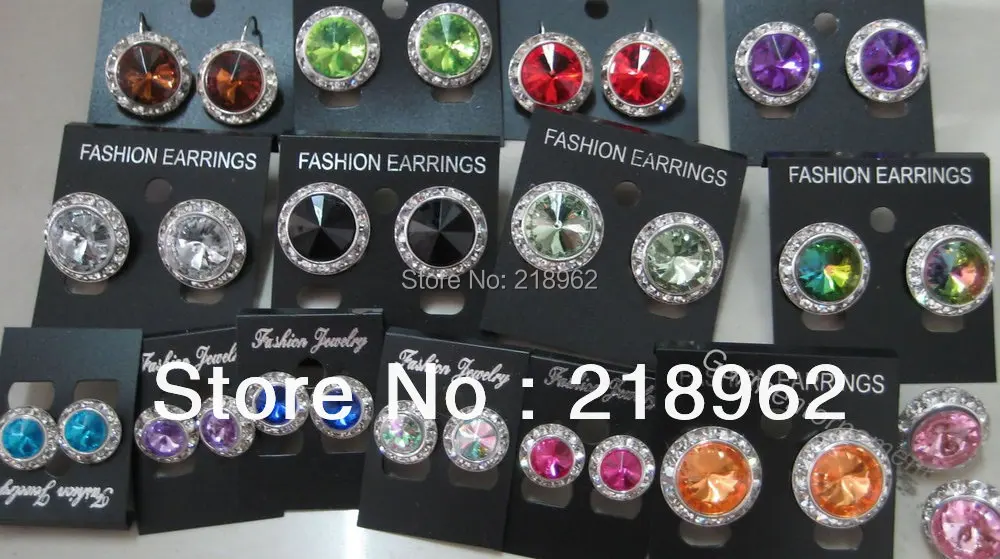 

2cm round shaped clear crystal outside with 14mm acrylic stone crystal rhinestone fashion earring stud