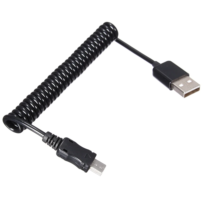 LEORY 1 м мини-usb кабель USB A Тип Мужской USB к мини-usb мужской 5pin соединитель спиральный растягивающийся кабель для передачи данных