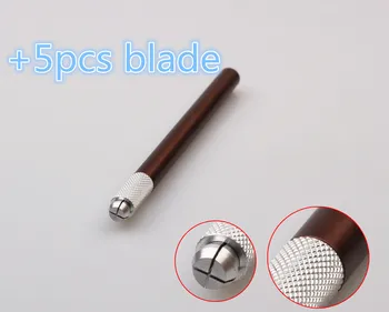 

Professional lip eyebrow Manual handmade permanent makeup machine Microblading pen tattoo pen with 5pcs free blade