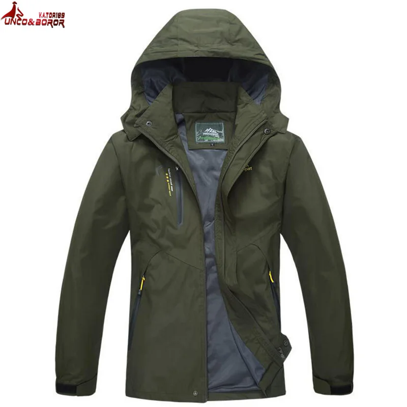 UNCO و BOROR جديد الرجال جاكيتات للماء الربيع مقنعين معاطف الرجال ملابس النساء يندبروف الجيش الصلبة عارضة العلامة التجارية الذكور الملابس