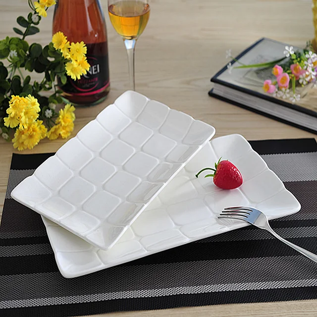 Mosaic Relief Rectangle Ceramics Serving Dish Set Decorative Porcelain