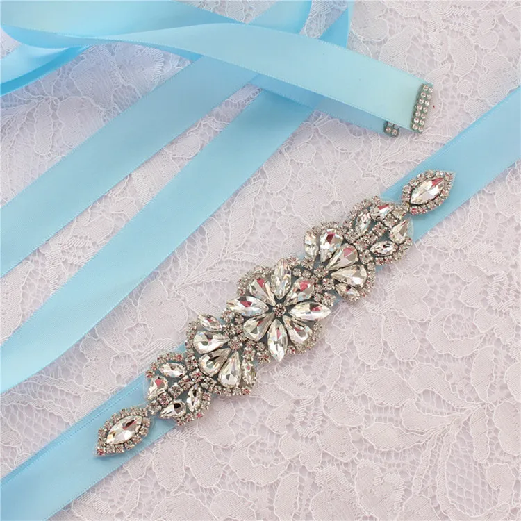 Bridal Belt Wedding Belt Crystal Belt Wedding Belt Diamond Belt Wedding Belt Pearl Belt - Цвет: light blue