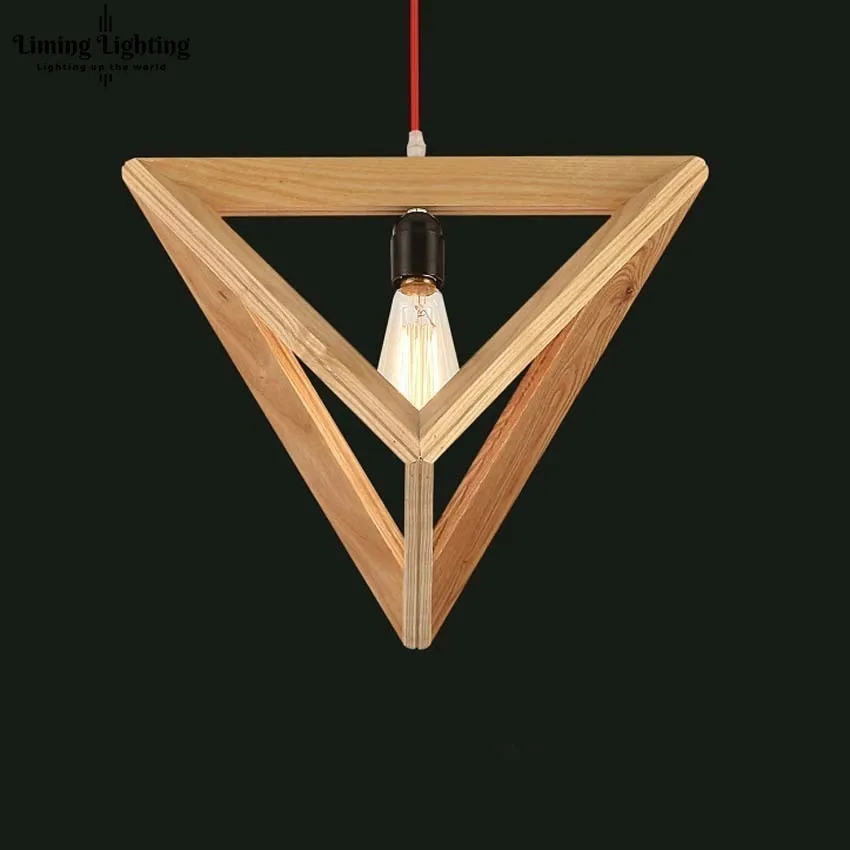  Solid Wood Lamp Triangle Modern Pendant Light for Dining Study Kitchen Island Living Room Office Ho - 32872540439