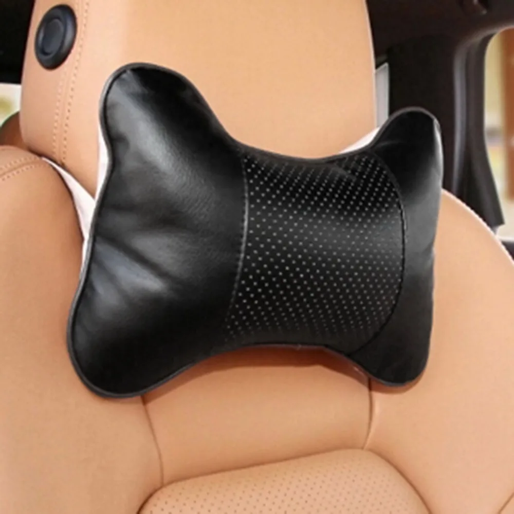 

Universal Solid Bone Shape Headrest Pillow Breathable PU Leather Cloth Car Head Neck Rest Cushion Auto Interior Accessories