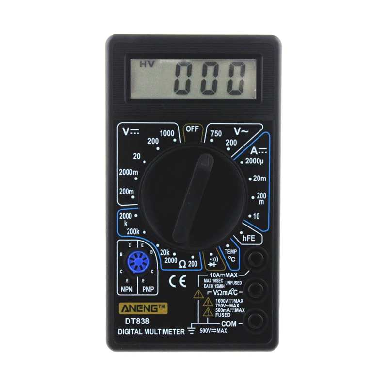 

Hot DT838 LCD Digital Multimeter Tester Instrumentation Voltmeter Measuring Current Resistance Temperature On-off And Buzzer
