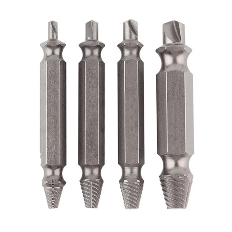 

HOT 4pcs Drill Out Damaged Screw Extractor Out Remover Handymen Broken Bolt Stud Removal Tool Kit With Case NDS66