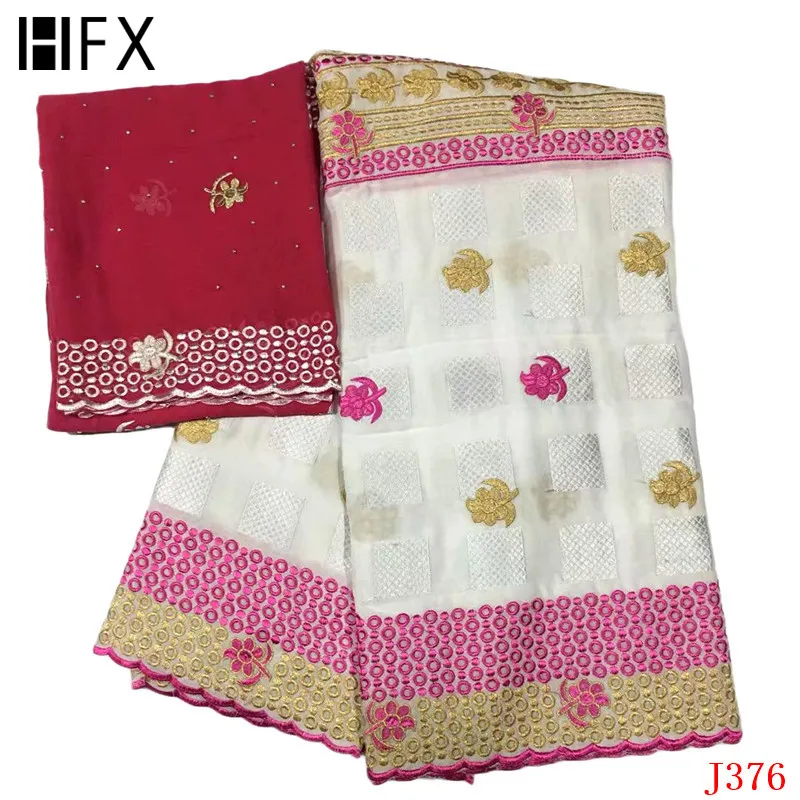 

HFX Bazin Riche Getzner 2019 Embroidered Nigeria African Lace Fabric 5+2 Yards High Quality French Cotton Lace Fabric L376