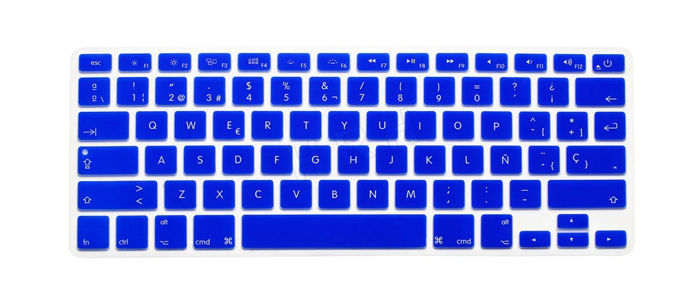 HRH 50X испанский Тонкий силиконовый чехол для клавиатуры защитная пленка протектор для MacBook Pro Air retina 13 15 17 Версия США - Цвет: Blue