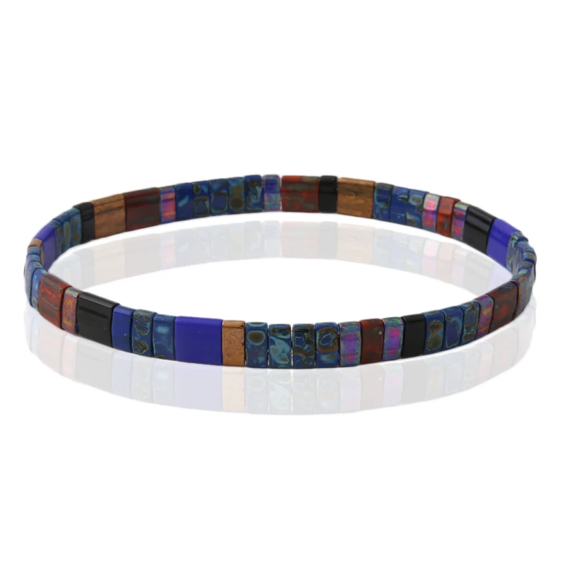 NeeFu WoFu браслет с нитью, богемные изысканные браслеты для женщин, летние пляжные красочные ювелирные изделия, модные браслеты - Окраска металла: dark blue