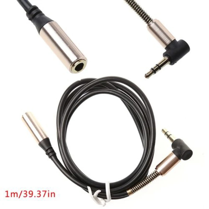 Mayitr 1pc 1M 3.5MM Jack Audio Aux Cable 3Colors 90 Right Angle Male To Female Audio Extension Cable Cord for MP3 MP4 Speakers
