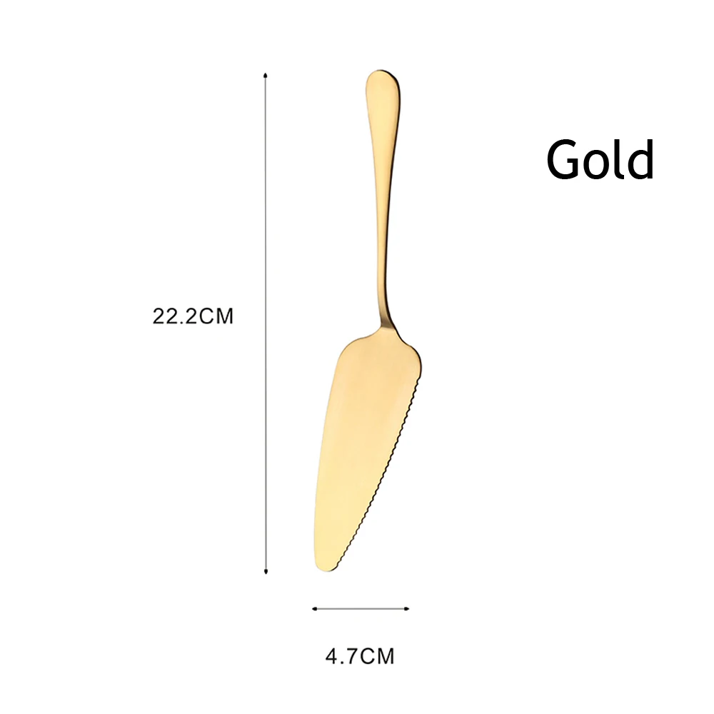 1 шт красочные Нержавеющая сталь зубчатая кромка торт сверхкомпактный сервер резак пирог лопатка для пиццы лопатка для торта выпечки изготовление выпечки инструмент - Цвет: Золотой