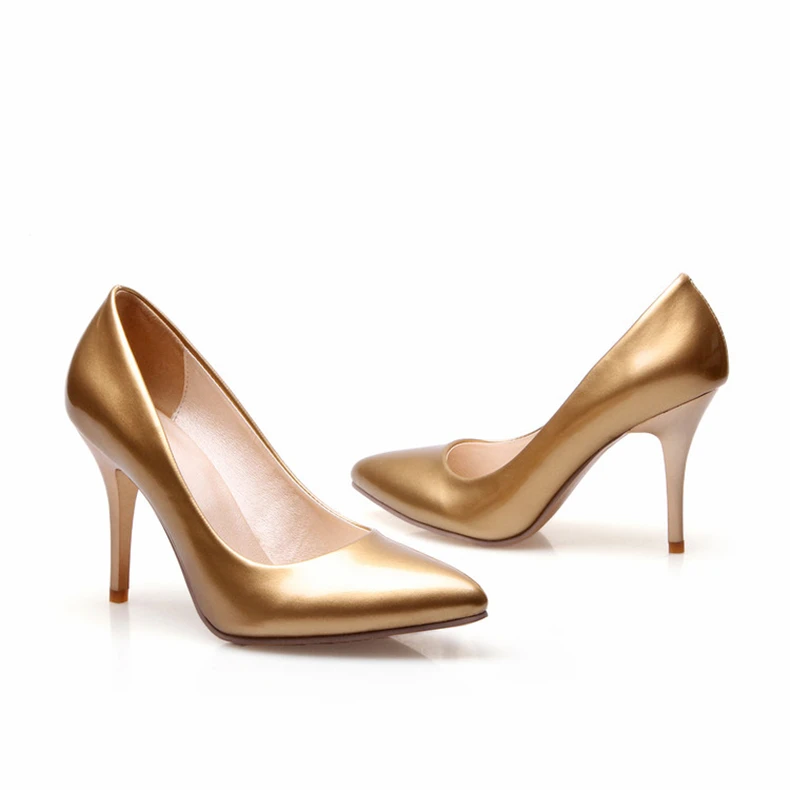 RQFF Brand Womens Pumps 9cm Thin Super High Heels Point Toe Female Shoes With Box Ladies Sexy Party Gold Sliver Heels Size 34-43 (3)