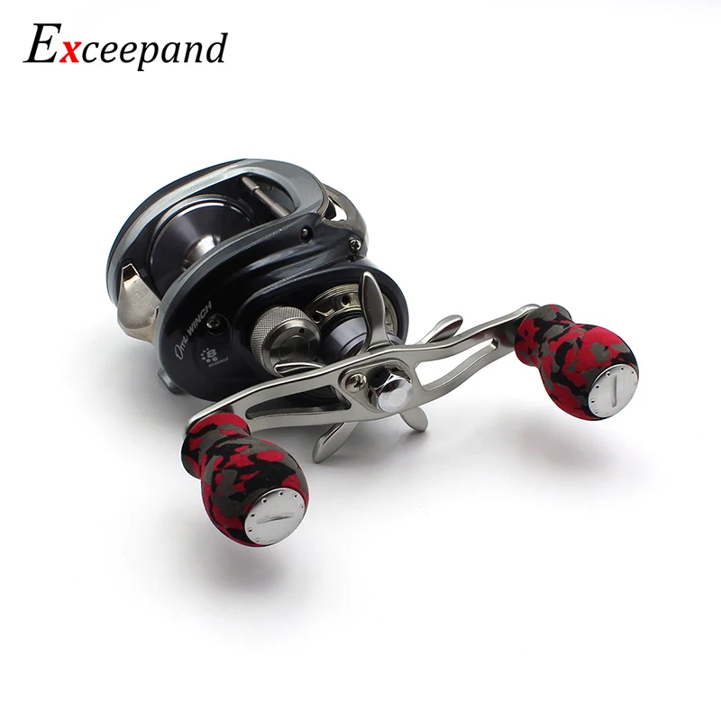 Exceepand Gunsmoke Color Handle Red Camo Knobs Fishing Reel Handle for Abu Garcia Daiwa Baitcasting Reel Grip