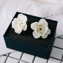 Корейский мода г. Приморский преувеличены акрил белый в виде ракушки цветет цветок серьги гвоздики для женщин украшения для отдыха Pendientes