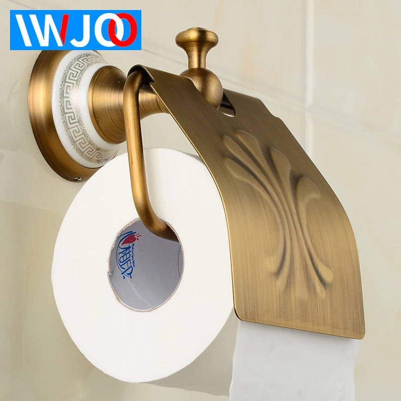 Toilet Paper Holder Cover Waterproof Antique Brass Ceramic Paper Towel Holder Roll Paper Wall Mounted Luxury Tissue Paper Holder
