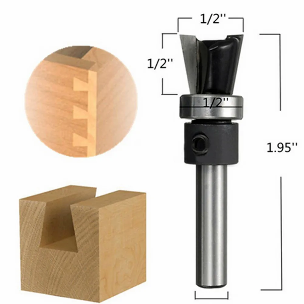1/4x1/2 Carbide Dovetail Joint Router Bit with Bearing Woodworking