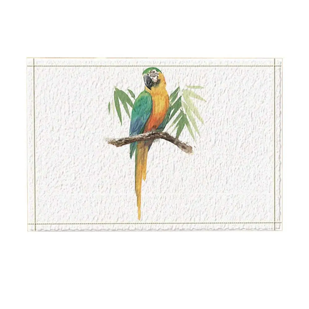 Parrots Decor Watercolor Parrot on Wooden Branches with Bamboo Leaves
Bath Rugs New Indoor Front Door Mat Kids Bath Mat