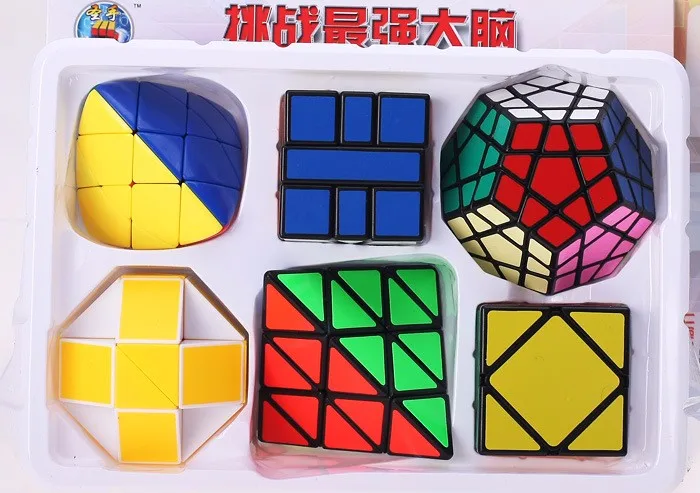 6 шт./компл. Shengshou нерегулярные странно форма головоломки Cube Скорость Твист головоломки Комплект пакет Cube ПВХ и матовая Наклейки Cubo puzzle