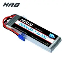 1/2 шт. HRB Lipo 2s Батарея Hubsan H501S Батарея 7,4 V 2600 мА/ч, 30C EC2 дрона с дистанционным управлением Akku для Квадрокоптер с дистанционным управлением, верт...