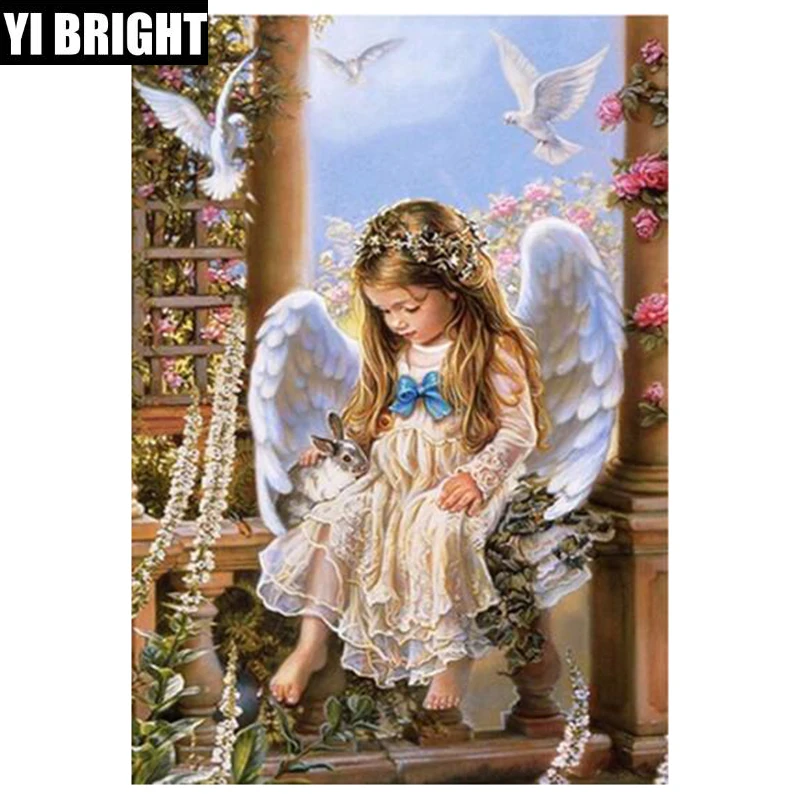 

YI BRIGHT DIY handmade Square/Round diamond painting"Angel gir"diamond embroidery sale stitch kit Diamond Mosaic home living XPZ