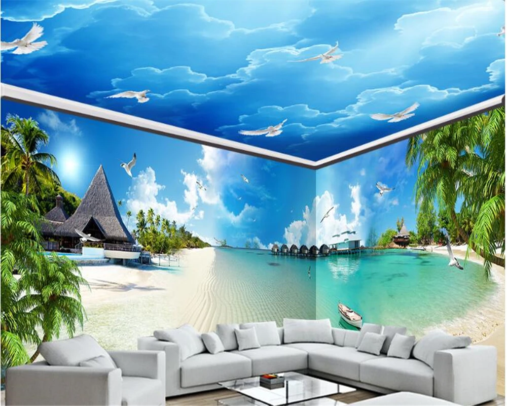 3d обои для обоев трехмерная настенная бумага azure blue sea coast beach full house|Обои| |